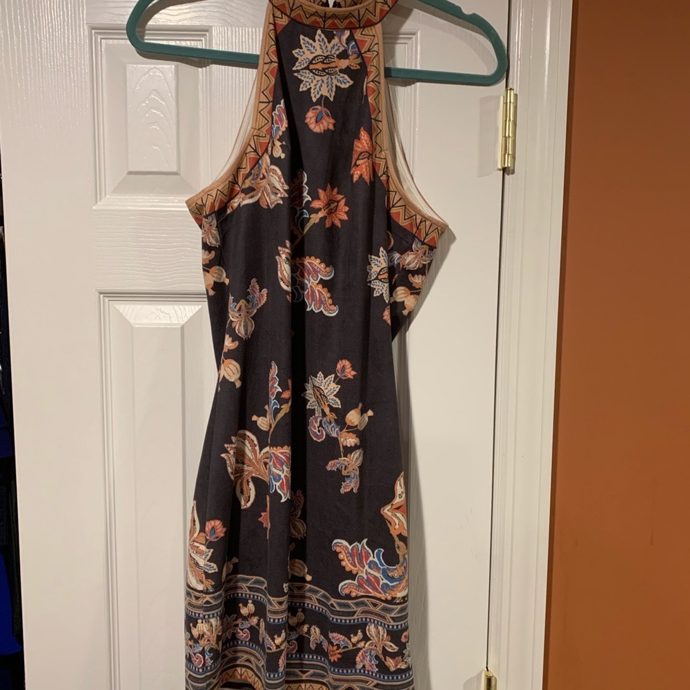 Halter faux suede dress